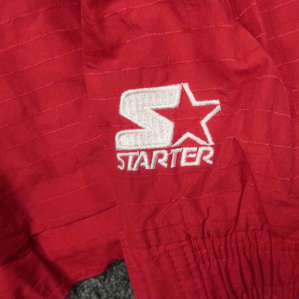 VINTAGE Ohio State Buckeyes Jacket Mens XL Red Starter 90s Pullover Anorak Lined - Picture 7 of 14